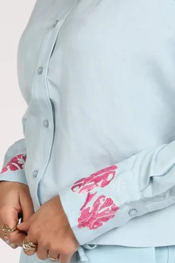 Pom Amsterdam SP9499 Blouse lange mouw Licht blauw