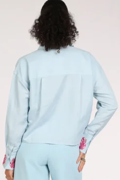 Pom Amsterdam SP9499 Blouse lange mouw Licht blauw