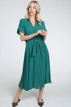 Pom Amsterdam SP7337 Jurk korte mouw Groen