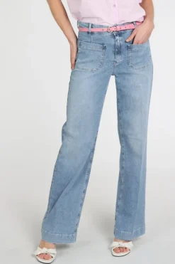 Rosner Audrey wide leg pocket Jeans Light blue denim