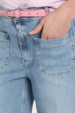 Rosner Audrey wide leg pocket Jeans Light blue denim
