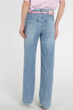 Rosner Audrey wide leg pocket Jeans Light blue denim