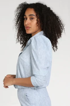 Studio Anneloes 13719 Amanda Blouse lange mouw Light blue denim
