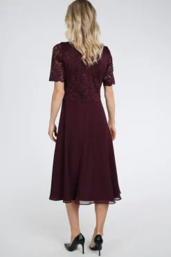 Vera Mont 0113-4825 Jurk korte mouw Bordeauxrood