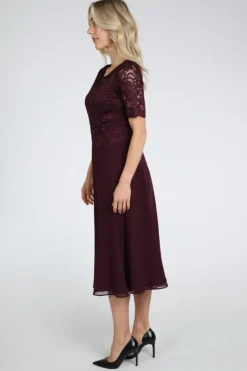 Vera Mont 0113-4825 Jurk korte mouw Bordeauxrood