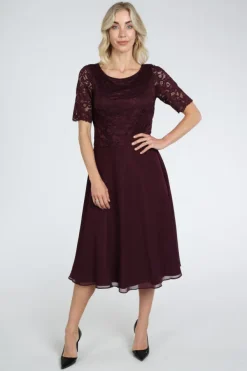 Vera Mont 0113-4825 Jurk korte mouw Bordeauxrood