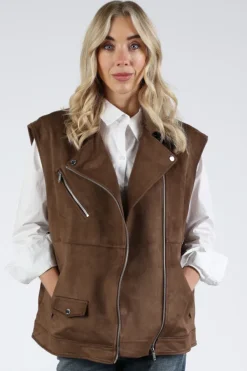 WithBlack WBLANALINA Gilet Bruin