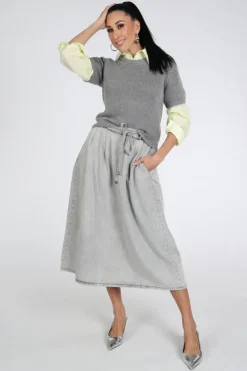 WithBlack WBLELINORE Pull korte mouw Grijs