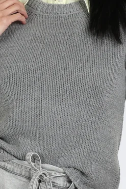WithBlack WBLELINORE Pull korte mouw Grijs