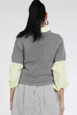 WithBlack WBLELINORE Pull korte mouw Grijs