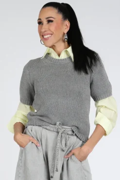 WithBlack WBLELINORE Pull korte mouw Grijs
