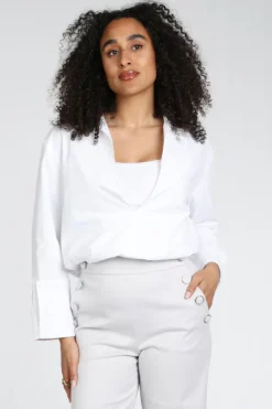 Yaya 01-701355-603 Blouse korte mouw Wit