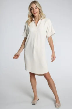 Yaya 01-601218-604 Jurk lange mouw Beige