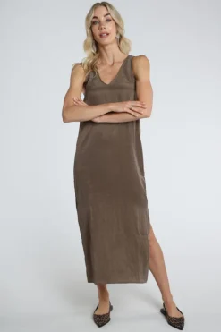 Yaya 01-601205-605 Jurk lange mouw Bruin