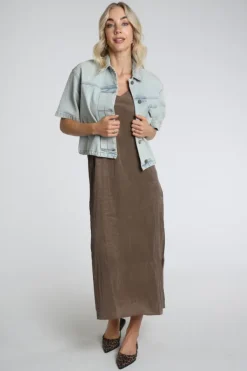 Yaya 01-601205-605 Jurk lange mouw Bruin