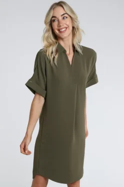 Yaya 01-601218-604 Jurk lange mouw Olijf